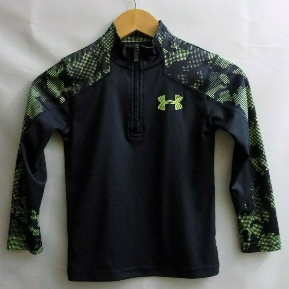 Boy's Under Armour 1/4 Zip Pullover Black Green